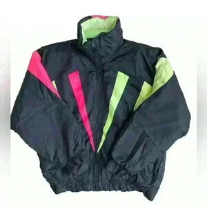 Vintage 80’s Green Mountain Color Block Ski Jacket Women’s L Neon Rave Coat
